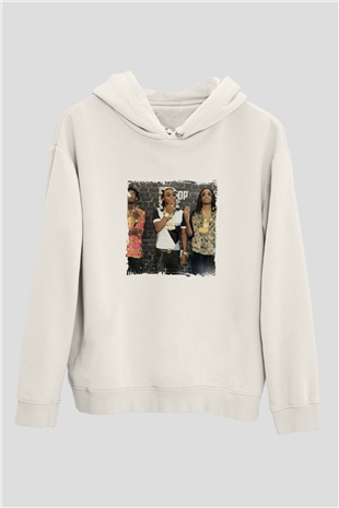 Migos Baskılı Unisex Beyaz Kapüşonlu Sweatshirt