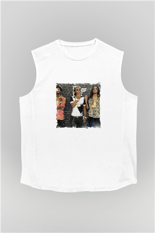 Migos Baskılı Unisex Beyaz Kolsuz Tişört