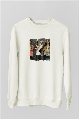Migos Baskılı Unisex Beyaz Sweatshirt