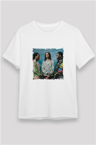 Migos Baskılı Unisex Beyaz Tişört