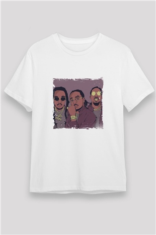 Migos Baskılı Unisex Beyaz Tişört