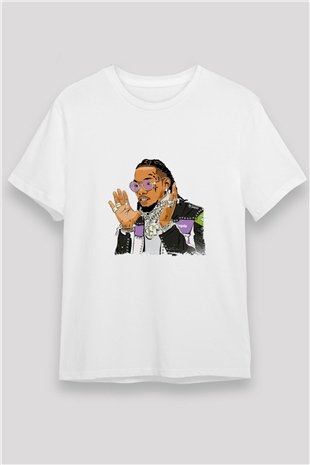 Migos Baskılı Unisex Beyaz Tişört