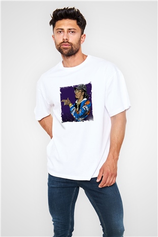 Migos Baskılı Oversize Beyaz Tişört