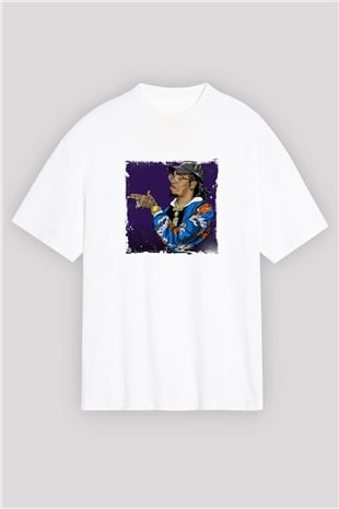 Migos Baskılı Oversize Beyaz Tişört