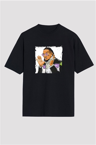 Migos Baskılı Unisex Oversize Siyah Tişört