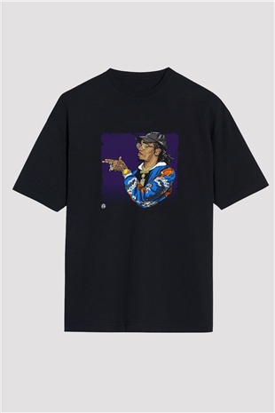 Migos Baskılı Unisex Oversize Siyah Tişört