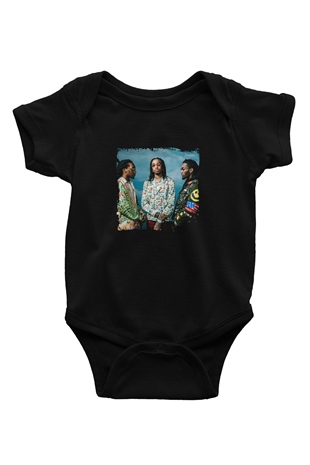 Migos Baskılı Unisex Siyah Bebek Body - Zıbın