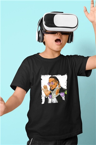 Migos Baskılı Unisex Siyah Çocuk Tişört