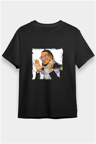 Migos Baskılı Unisex Siyah Tişört