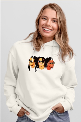 Migos Beyaz Unisex Kapşonlu Sweatshirt
