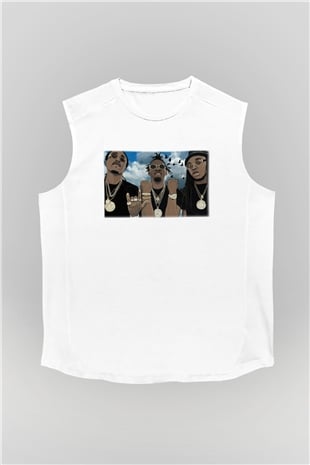 Migos Beyaz Unisex Kolsuz Tişört