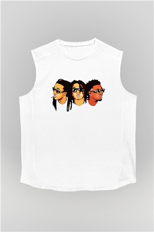 Migos Beyaz Unisex Kolsuz Tişört