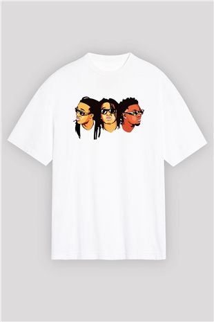Migos Beyaz Unisex Oversize Tişört T-Shirt