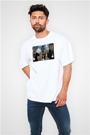 Migos Beyaz Unisex Oversize Tişört T-Shirt