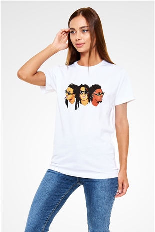 Migos Beyaz Unisex Tişört T-Shirt - TişörtFabrikası