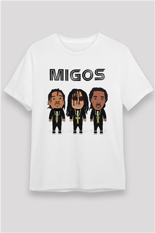 Migos Beyaz Unisex Tişört T-Shirt - TişörtFabrikası