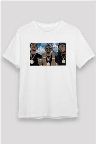 Migos Beyaz Unisex Tişört T-Shirt - TişörtFabrikası