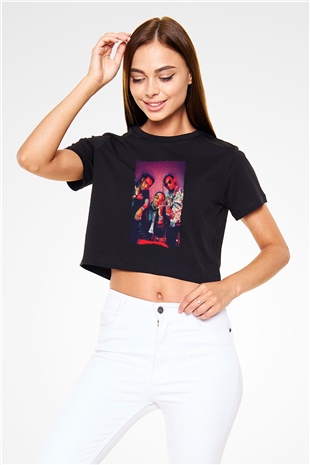 Migos Siyah  Crop Top Tişört