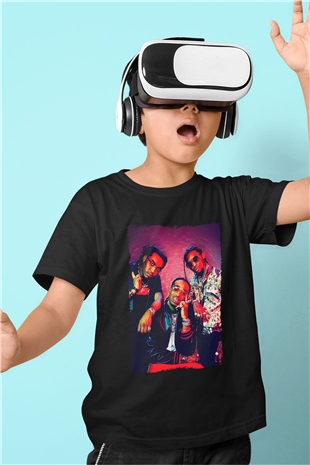 Migos Siyah Unisex Çocuk Tişört