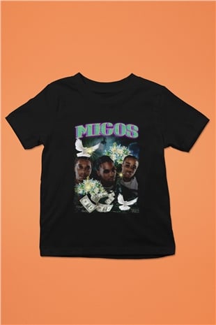 Migos Siyah Unisex Çocuk Tişört