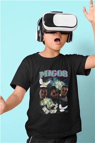 Migos Siyah Unisex Çocuk Tişört