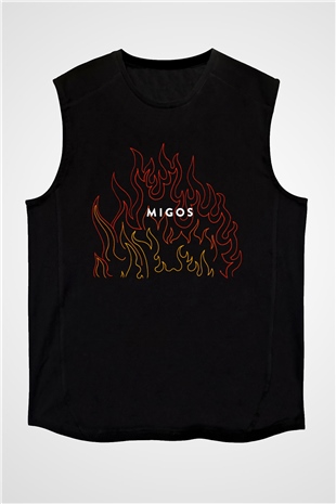Migos Siyah Unisex Kolsuz Tişört