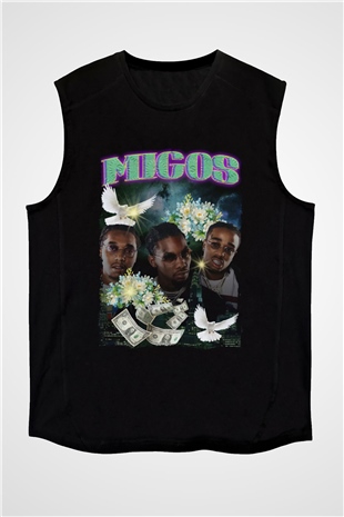 Migos Siyah Unisex Kolsuz Tişört