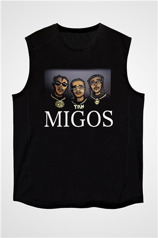 Migos Siyah Unisex Kolsuz Tişört