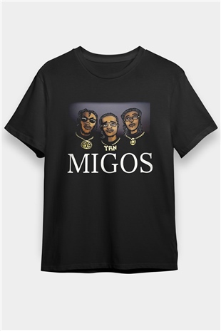 Migos Siyah Unisex Tişört T-Shirt - TişörtFabrikası