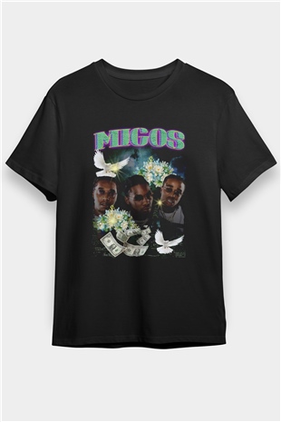Migos Siyah Unisex Tişört T-Shirt - TişörtFabrikası