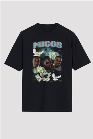 Migos Siyah Oversize Tişört Oversize T-shirt - TişörtFabrikası