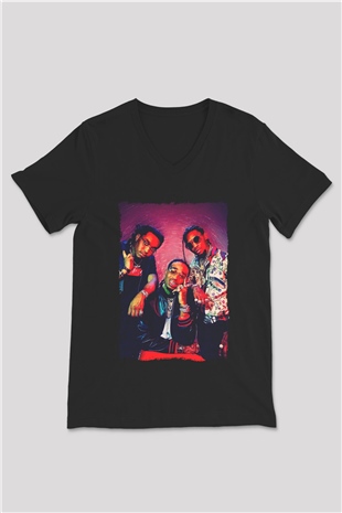Migos Siyah Unisex V Yaka Tişört