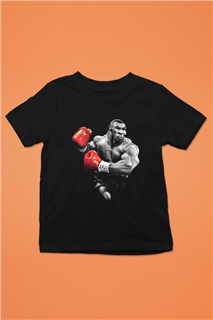 Mike Tyson Baskılı Siyah Unisex Çocuk Tişört