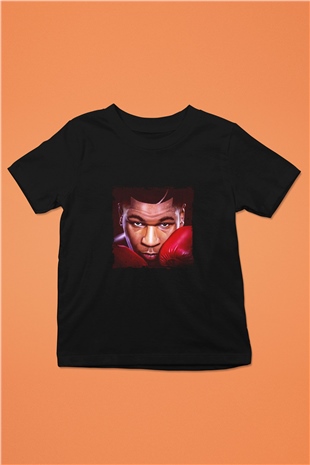 Mike Tyson Baskılı Unisex Siyah Çocuk Tişört