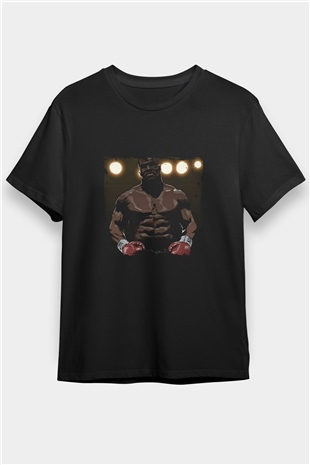 Mike Tyson Baskılı Unisex Siyah Tişört