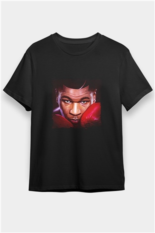 Mike Tyson Baskılı Unisex Siyah Tişört