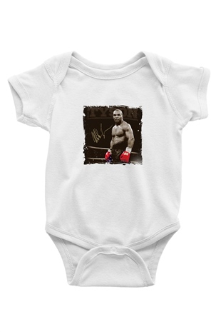 Mike Tyson Unisex Baskılı Beyaz Bebek Body - Zıbın