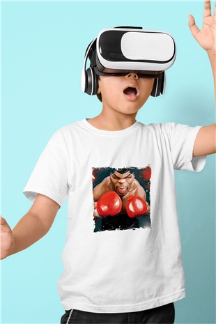 Mike Tyson Unisex Baskılı Beyaz Çocuk Tişört