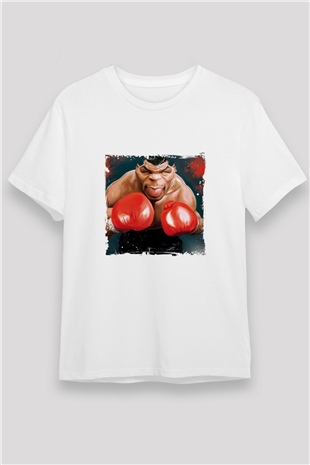 Mike Tyson Unisex Baskılı Beyaz Tişört