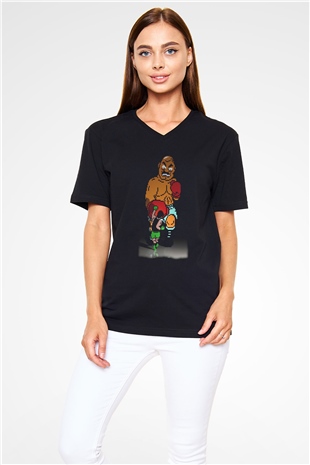 Mike Tysons Punch-Out! Siyah Unisex  V Yaka Tişört