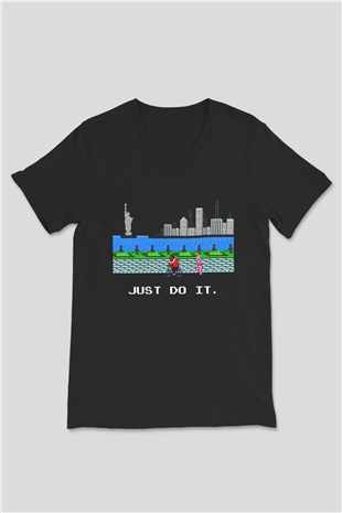 Mike Tysons Punch-Out! Siyah Unisex  V Yaka Tişört
