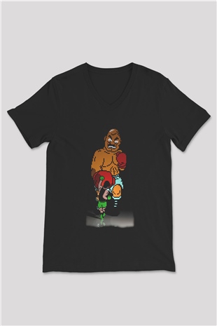 Mike Tysons Punch-Out! Siyah Unisex  V Yaka Tişört