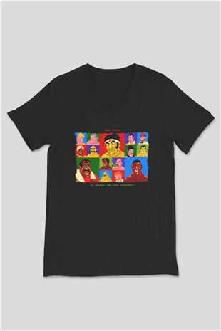 Mike Tysons Punch-Out! Siyah Unisex  V Yaka Tişört