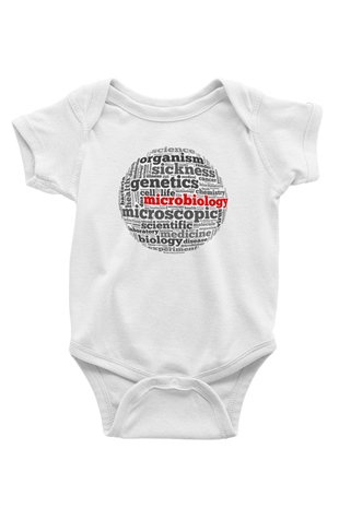 Mikrobiyolog Baskılı Beyaz Unisex Bebek Body - Zıbın