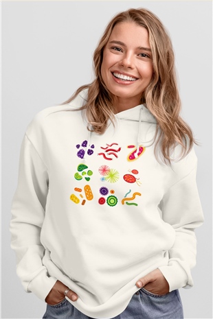 Mikrobiyolog Beyaz Unisex Hoodie