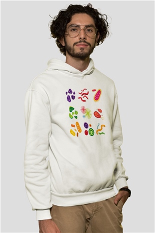 Mikrobiyolog Beyaz Unisex Hoodie