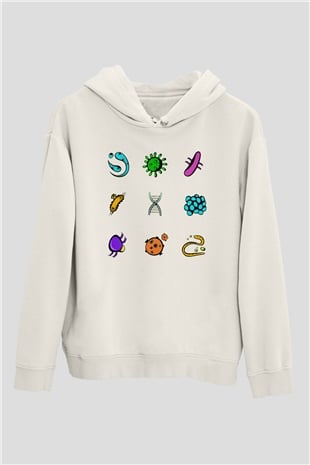 Mikrobiyolog Beyaz Unisex Hoodie