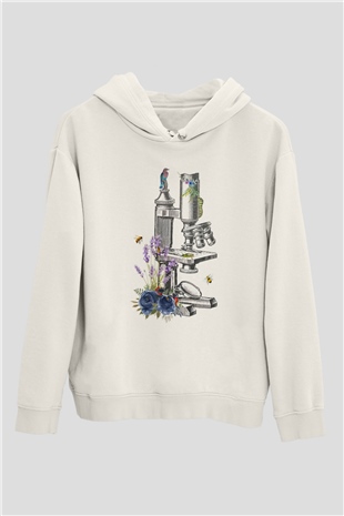 Mikrobiyolog Beyaz Unisex Kapüşonlu Sweatshirt