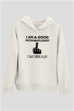 Mikrobiyolog Beyaz Unisex Kapüşonlu Sweatshirt