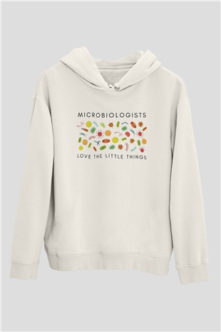 Mikrobiyolog Beyaz Unisex Kapüşonlu Sweatshirt